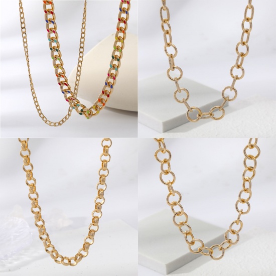 Picture of Stylish Choker Necklace Gold Plated Link Chain