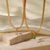 Bild von Umweltfreundlich Exquisit Ins Stil 18K Vergoldet 304 Edelstahl & Zirkon Schlangenkette Kette Rechteck Anhänger Halskette Für Frauen 1 Strang