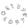 Bild von Zinklegierung Micro Pave Charms Nummer Silberfarbe Message " 0-9 " Transparent Strass 10 Stück