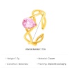 Picture of Copper Wedding Open Adjustable Rings Braided Drop Multicolor Pink Cubic Zirconia
