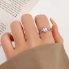 Picture of Copper Wedding Open Adjustable Rings Braided Drop Multicolor Pink Cubic Zirconia