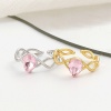 Picture of Copper Wedding Open Adjustable Rings Braided Drop Multicolor Pink Cubic Zirconia