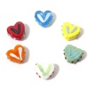 Bild von Muranoglas Valentinstag Perlen Herz Bunt Punkt ca 17mm x 15mm, Loch:ca. 1.5mm, 5 Stück