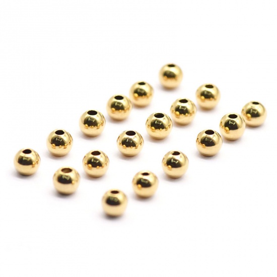 Immagine di 304 Acciaio Inossidabile Perline Tondo Oro Placcato 20 Pz