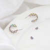 Picture of 316 Stainless Steel Stylish Hoop Earrings Multicolor C Shape Hollow 25mm x 20mm