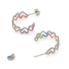 Picture of 316 Stainless Steel Stylish Hoop Earrings Multicolor C Shape Hollow 25mm x 20mm
