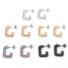 Immagine di 316 Acciaio inossidabile Elegante orecchino cerchio Multicolore Catena a Maglie Rettangolo 19.5mm x 19.5mm, Posta / Filo Dimensione: (20 misura), 1 Paio