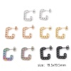Immagine di 316 Acciaio inossidabile Elegante orecchino cerchio Multicolore Catena a Maglie Rettangolo 19.5mm x 19.5mm, Posta / Filo Dimensione: (20 misura), 1 Paio