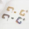 Immagine di 316 Acciaio inossidabile Elegante orecchino cerchio Multicolore Catena a Maglie Rettangolo 19.5mm x 19.5mm, Posta / Filo Dimensione: (20 misura), 1 Paio