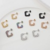 Immagine di 316 Acciaio inossidabile Elegante orecchino cerchio Multicolore Catena a Maglie Rettangolo 19.5mm x 19.5mm, Posta / Filo Dimensione: (20 misura), 1 Paio