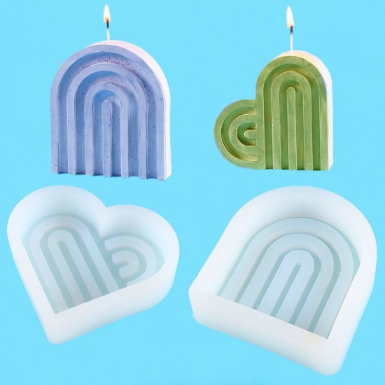 Picture of Silicone Valentine's Day Resin Mold For Jewelry Soap Candle Making U-shaped Heart White