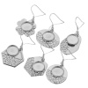 Bild von 304 Edelstahl Spleißen Ohrringzubehör Geometrie Silberfarbe Textur Cabochon Fassung (für 12mm) 30mm x 20mm, Drahtstärke: (21 gauge), 5 Stück