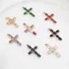 Immagine di Rame Religione Ciondoli Oro Placcato Multicolore Croce 4cm x 2.3cm, 1 Pz