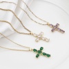 Immagine di Rame Religione Ciondoli Oro Placcato Multicolore Croce 4cm x 2.3cm, 1 Pz