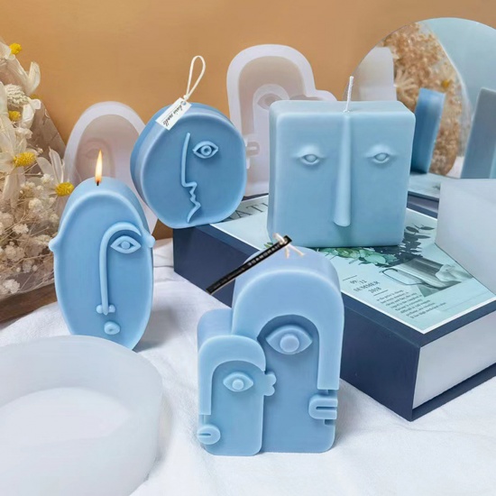 Picture of Silicone Resin Mold For Making Abstract Human Face Aromath Candle Soap White