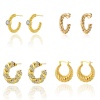 Immagine di Ecologico Retrò Elegante 14k Vero Oro Placcato 304 Acciaio Inossidabile orecchino cerchio Per Donne 1 Paio
