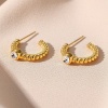Immagine di Ecologico Retrò Elegante 14k Vero Oro Placcato 304 Acciaio Inossidabile orecchino cerchio Per Donne 1 Paio