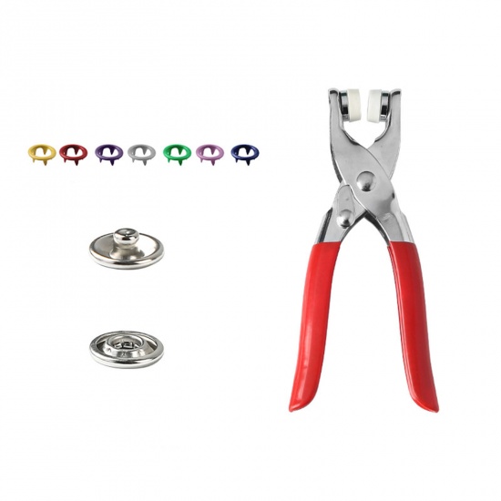 Picture of Iron Based Alloy Five Claw Buckle Clamp Set Metal Buckle For Shoe Bag Belt Hole Snap Button Plier Tool Multicolor 1 Set