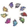 Bild von Zinklegierung Insekt Charms Schmetterling Vergoldet Bunt Emaille 27mm x 19mm, 10 Stück