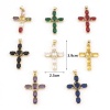 Immagine di Rame Religione Ciondoli Oro Placcato Croce Micro Spianare Multicolore Cubic Zirconiae 3.9cm x 2.3cm, 1 Pz