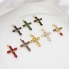 Immagine di Rame Religione Ciondoli Oro Placcato Croce Micro Spianare Multicolore Cubic Zirconiae 3.9cm x 2.3cm, 1 Pz