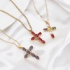Immagine di Rame Religione Ciondoli Oro Placcato Croce Micro Spianare Multicolore Cubic Zirconiae 3.9cm x 2.3cm, 1 Pz