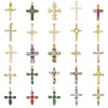 Bild von Kupfer Religiös Anhänger Vergoldet Kreuz Micro Pave Bunt Kubischer Zirkon 1 Stück