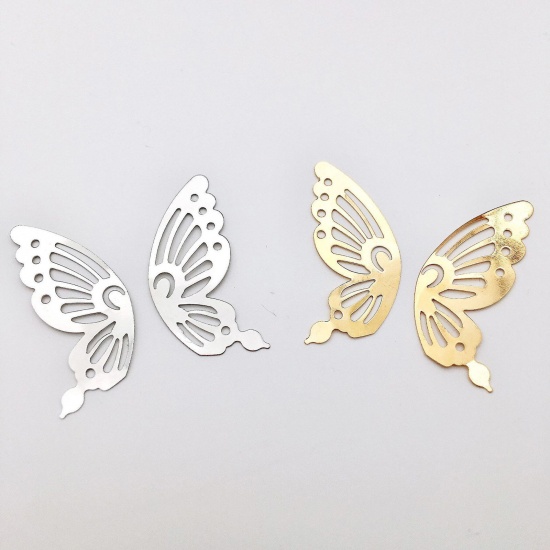 Picture of Iron Based Alloy Insect Pendants Multicolor Butterfly Animal Filigree Stamping 4.2cm x 1.8cm