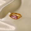 Immagine di Ecologico Dolce & Carino Elegante 18K Oro riempito 304 Acciaio Inossidabile & Zircone Cubico Non Regolabile Goccia Anello Per Donne 1 Pz
