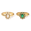Immagine di Ecologico Elegante Elegante 18K Oro riempito 304 Acciaio Inossidabile & Zircone Cubico Non Regolabile Ovale Anello Per Donne 1 Pz