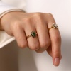 Immagine di Ecologico Elegante Elegante 18K Oro riempito 304 Acciaio Inossidabile & Zircone Cubico Non Regolabile Ovale Anello Per Donne 1 Pz