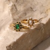 Immagine di Ecologico Elegante Elegante 18K Oro riempito 304 Acciaio Inossidabile & Zircone Cubico Non Regolabile Ovale Anello Per Donne 1 Pz