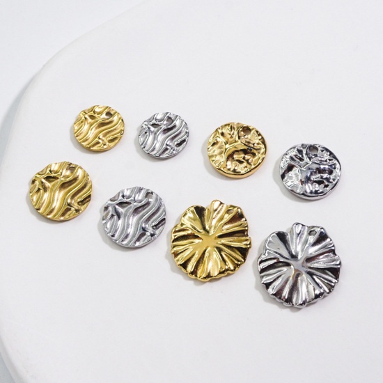 Picture of 304 Stainless Steel Charms Round Embossing