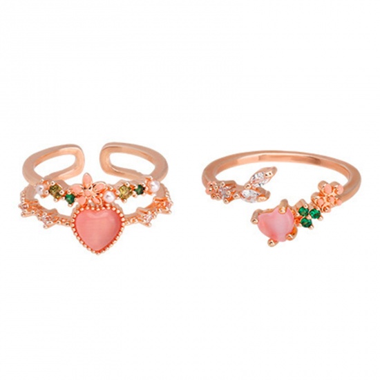Picture of Stylish Open Adjustable Rings Gold Plated Flower Leaves Heart