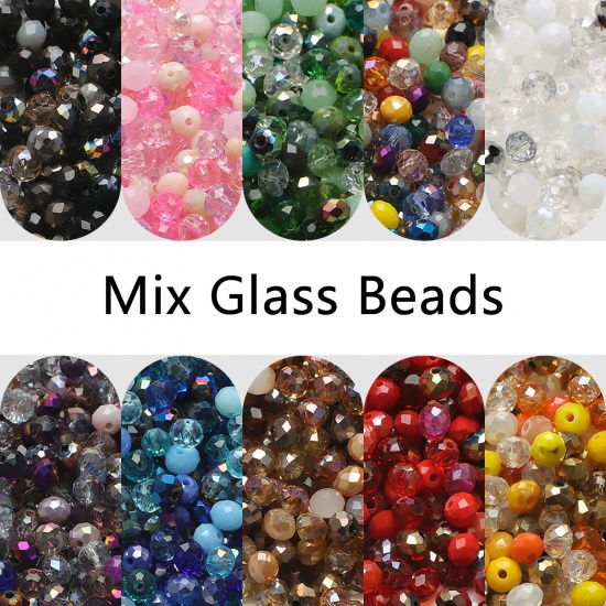 Picture of Glass Beads Round Multicolor At Random Faceted About 6mm Dia