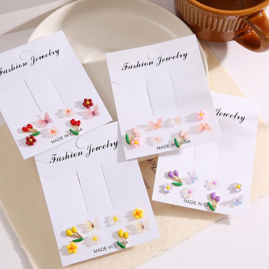 Picture of Stylish Earrings Multicolor Flower Butterfly