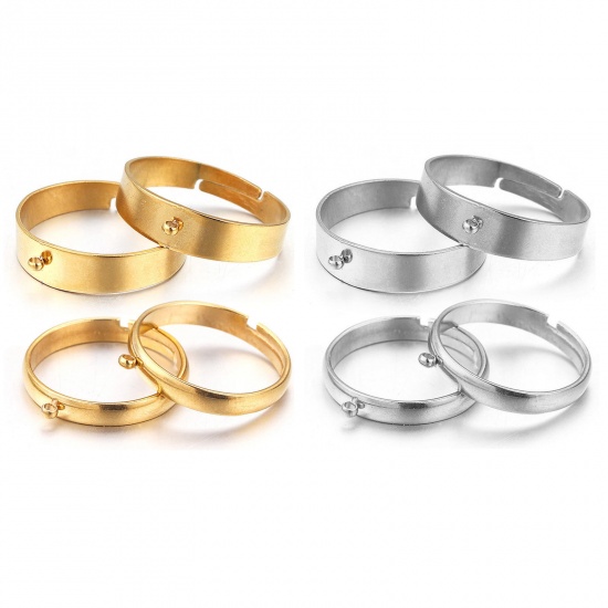 Picture of 304 Stainless Steel Open Adjustable Rings Multicolor With Loop 17mm(US Size 6.5)
