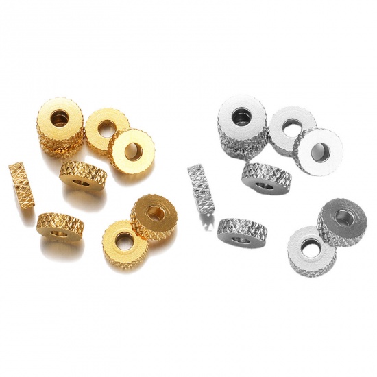 Bild von 304 Edelstahl Perlen Flachrund 6mm x 2mm, 10 Stück
