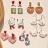 Imagen de Acrílico Elegante & Casual Pendientes Multicolor Pollo geométrico 1 Par