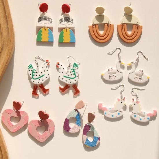 Picture of Acrylic Stylish & Casual Earrings Multicolor Chicken Geometric