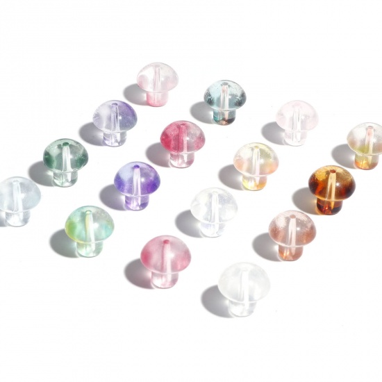 Picture of Lampwork Glass Beads Mushroom Multicolor About 13.5mm x 13.5mm