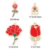 Immagine di Lega di Zinco San Valentino Charms Rosa Oro Placcato Rosso & Verde Smalto 10 Pz