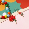 Immagine di Lega di Zinco San Valentino Charms Rosa Oro Placcato Rosso & Verde Smalto 10 Pz