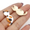 Immagine di Lega di Zinco Ciondoli Gatto Oro Placcato Multicolore Smalto 3cm x 1.6cm , 10 Pz