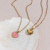 Bild von 304 Edelstahl Ins Stil Halskette Vergoldet Herz Engel Emaille 40cm lang, 1 Strang