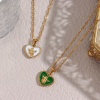 Bild von 304 Edelstahl Ins Stil Halskette Vergoldet Herz Engel Emaille 40cm lang, 1 Strang