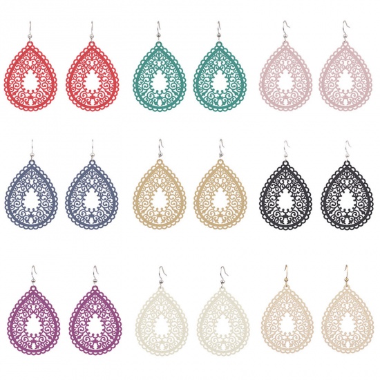 Picture of Filigree Stamping Earrings Multicolor Drop Filigree Painted