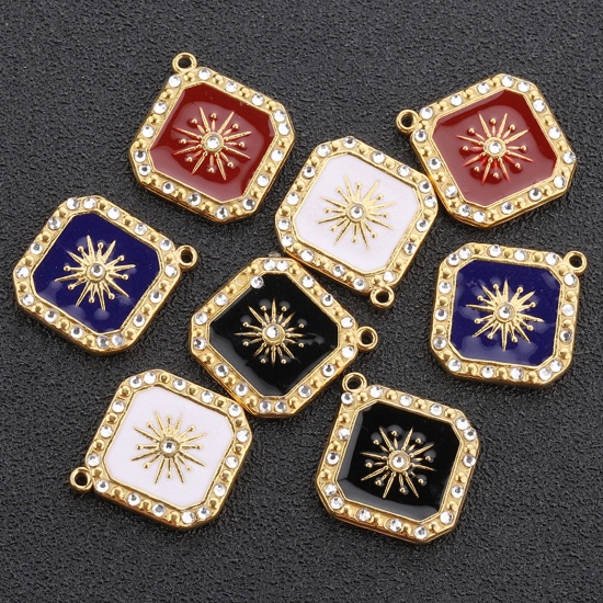 Picture of 304 Stainless Steel Charms Multicolor Rhombus Enamel 20mm x 15mm