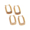 Imagen de Respetuoso del Medio Ambiente Elegante Estilo Ins 18K Oro lleno 304 Acero Inoxidable & Circón Artificial Geométrico Pendientes Círculos Para Mujeres 1 Par