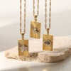 Imagen de Respetuoso del Medio Ambiente Exquisito Elegante 18K Oro lleno 304 Acero Inoxidable & Circón Artificial Cadena Trenzada Rectángulo Raya Collar con Colgante Para Mujeres 1 Unidad